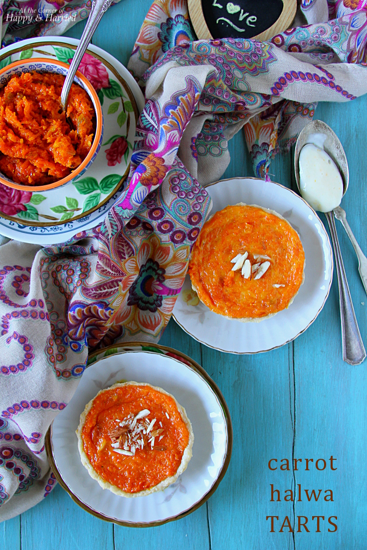 Carrot Halwa Tarts {With Vanilla Orange Custard}