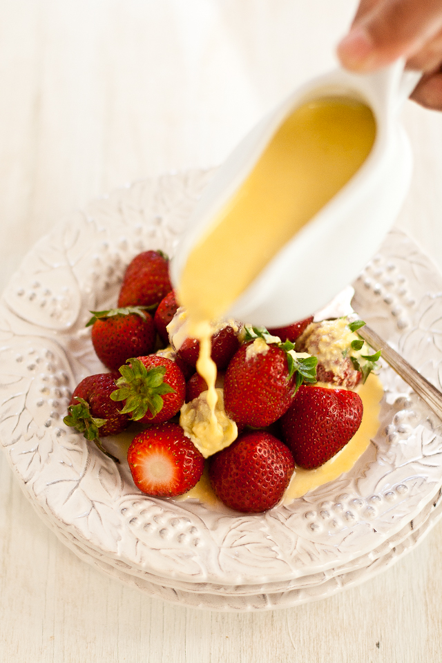 Rabdi infused with saffron over summer berries