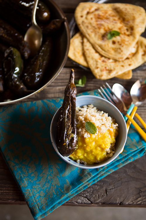 Bharwan Baigan (Indian Style Stuffed Eggplants)