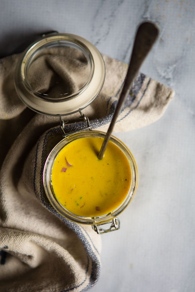 Kale and Brussel Sprouts Salad with Turmeric Honey Yogurt Dressing
