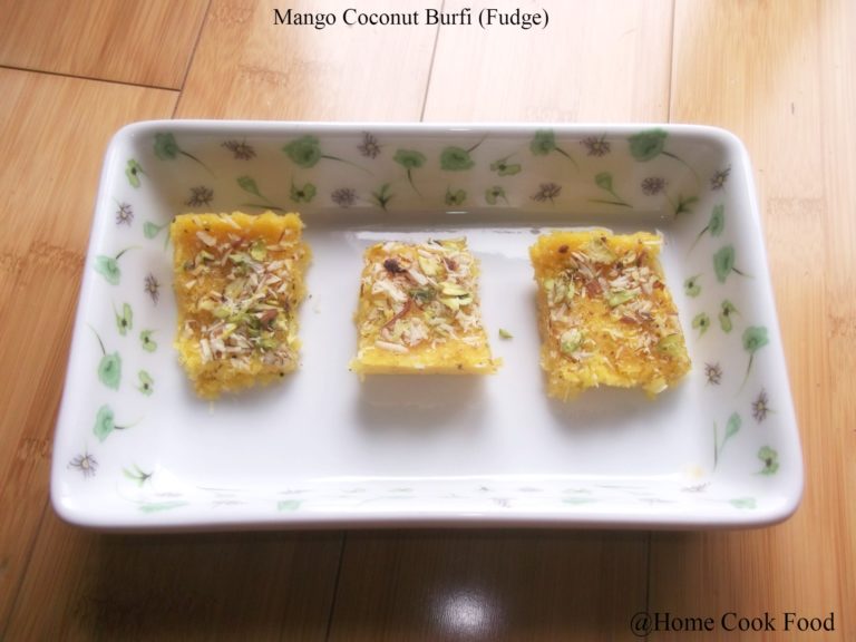 Mango Coconut Burfi | Mango Coconut Fudge