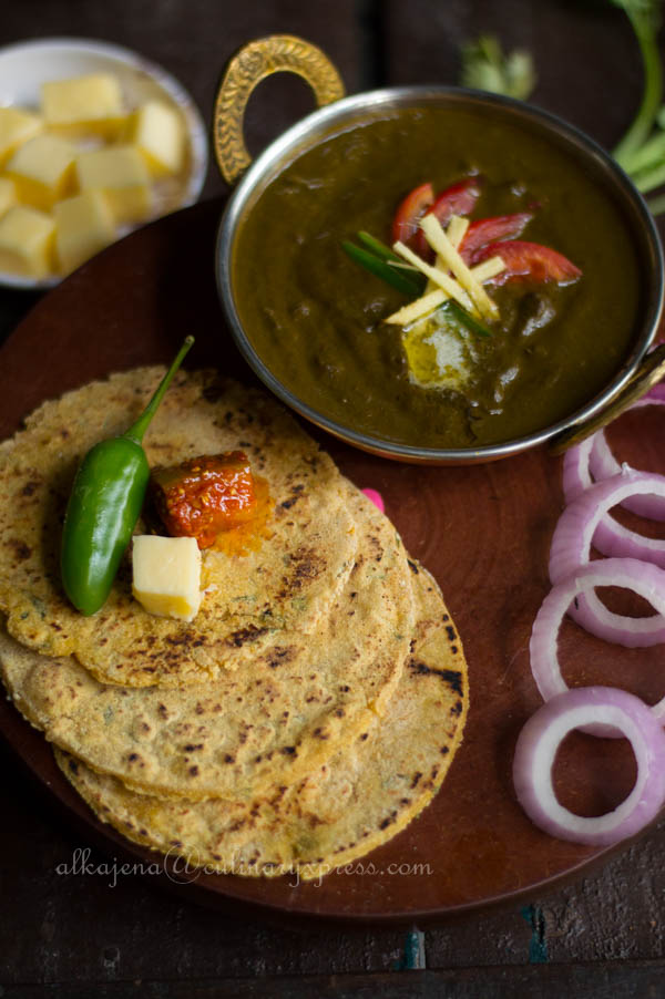 SARSON DA SAAG AND MAKKI DI ROTI (TEMPERED MUSTARD GREENS WITH CORNMEAL FLAT BREAD)